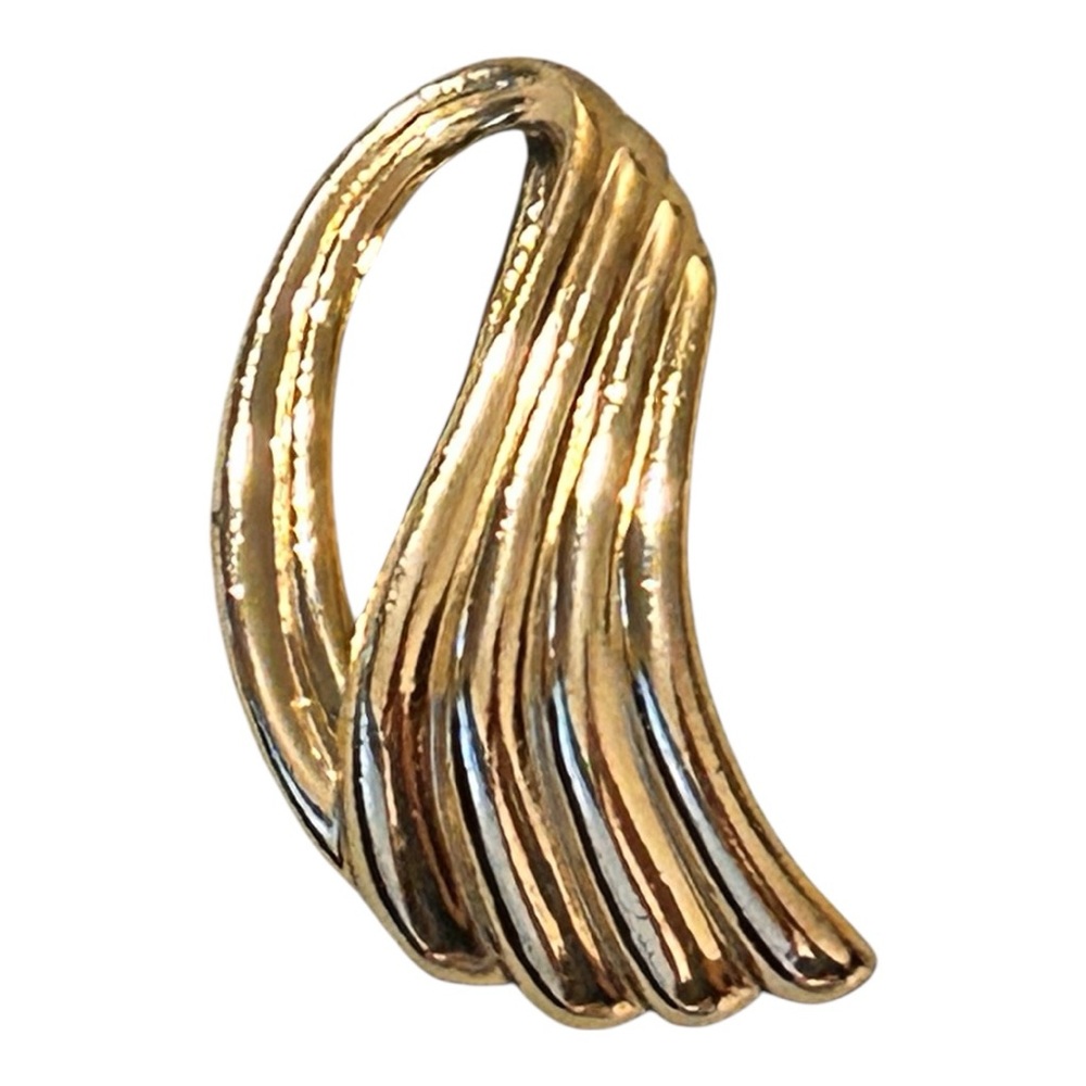 Pastelli Art Deco Abstract Scarf Slide Clip Gold tone Signed Rare Vintage